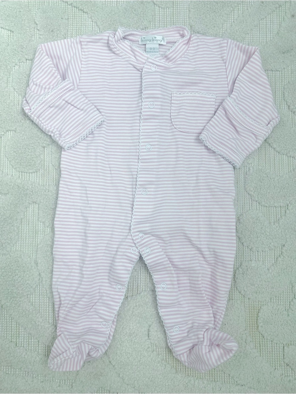 Kissy Kissy Pink Stripe sleeper 0-3m EUC